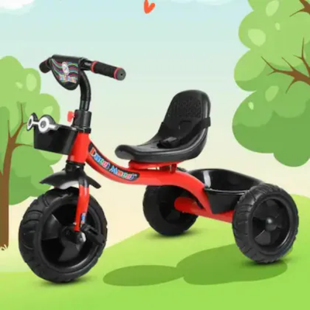 BEERIDE Baby Pedal Tricycle | Kids Ride On Cycle with Comfortable Seating and Safety Guard | Red