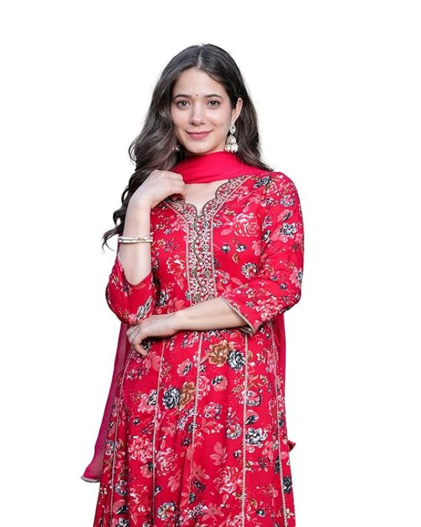 Women's Rayon Kurta with Pant & Dupatta Set
