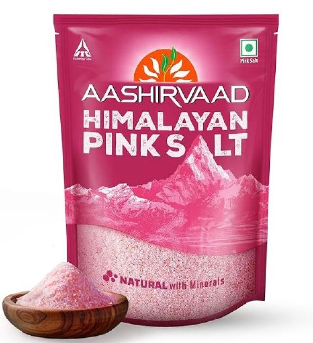 Aashirvaad Himalayan Pink Salt, 100% Natural Rock Salt Sourced from the Himalayan Ranges, Pure Sendha Namak with Minerals for Everyday Use, 1 Kg