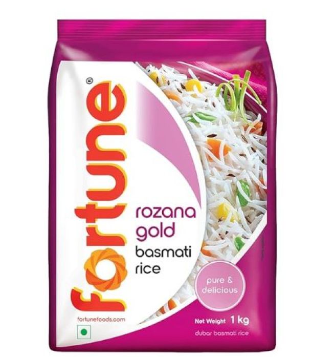 Fortune Rozana Gold Basmati Rice 1Kg | Cooked grain upto 15 mm | Fluffy, Non-Sticky Rice | Everyday Basmati Rice