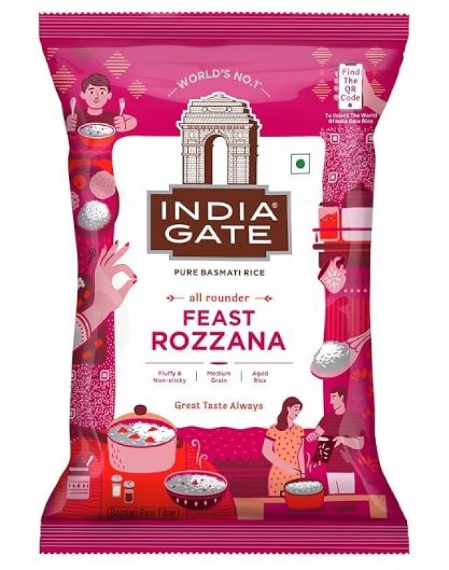 India Gate Basmati Rice Pouch, Rozzana, 1kg